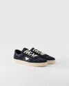 Prada Men's Downtown Nylon And Suede Low-top Sneakers In Blau