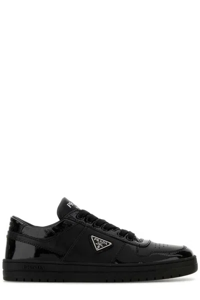 Prada Downtown Round Toe Sneakers In Black