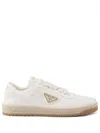 Prada Ivory Nappa Leather Downtown Sneakers In Beige