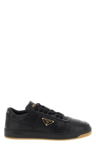 Prada Black Calf Leather Bos Taurus Low Top Sneakers