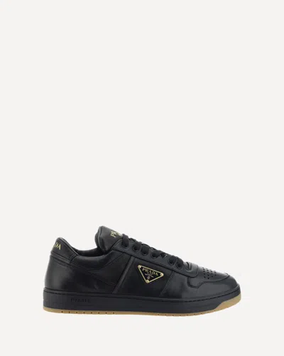 Prada Enamel-triangle Leather Sneakers In Multicolor
