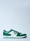 Prada Downtown Leather Sneakers In Green