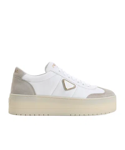 PRADA PRADA DOWNTOWN LOGO PLAQUE LACE-UP SNEAKERS