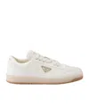 Prada Ivory Leather Lace-up Sneakers In Nude