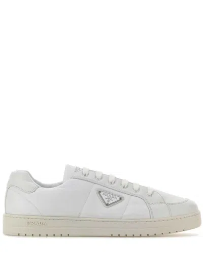 Prada White Re-nylon And Nappa Leather Downtown Sneakers