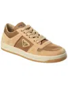 Prada Downtown Re-nylon And Suede Sneakers In Brown