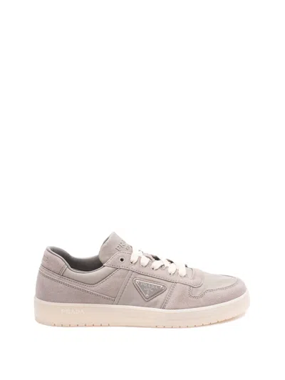 Prada `downtown` Suede And Nylon Sneakers In Gray