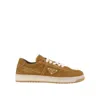Prada Downtown Sneakers In Faded Suede In Brown
