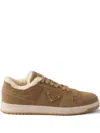 Prada Downtown Suede Sneakers In Brown