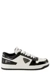 Prada Urban Leather Sneakers Featuring Contrast Panels In Bianco Nero