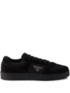 Prada Downtown Triangle-logo Suede Sneakers In Black