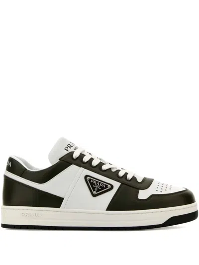 PRADA DOWNTOWN TWO-TONE LEATHER SNEAKERS