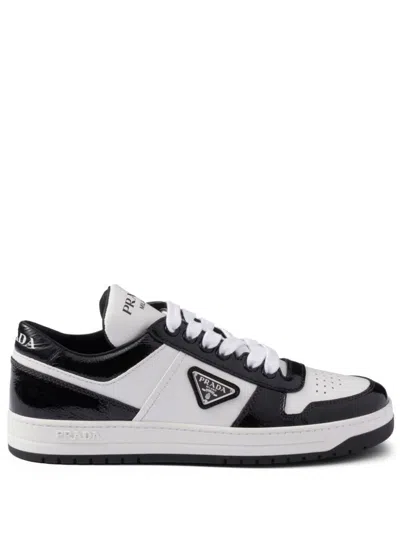 Prada Urban Leather Sneakers Featuring Contrast Panels In Black