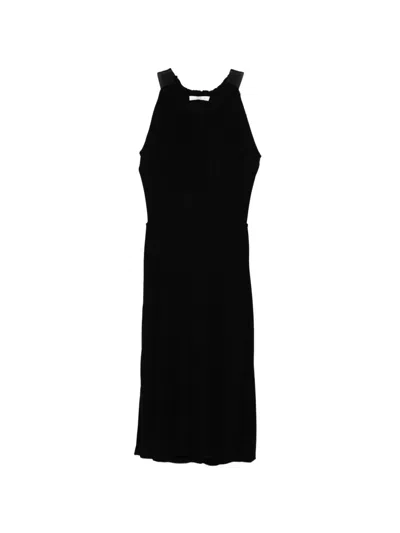 Pre-owned Prada Draped Maxi Dress In Black