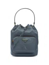 Prada Bucket Bag Adjustable Strap Top Handle In Blue