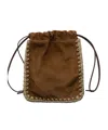 Prada Drawstring Cell Phone Bag In Brown