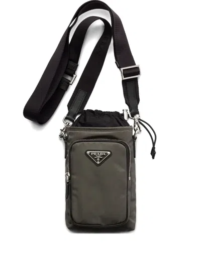 Prada Drawstring-closure Phone Bag In Green