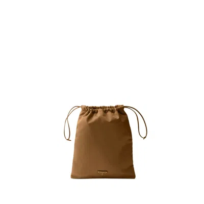 Prada Drawstring Clutch Bag In Brown