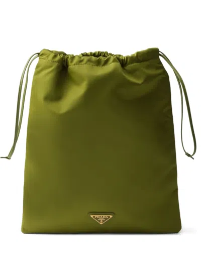 Prada Drawstring Tote Bag In Ivy Green