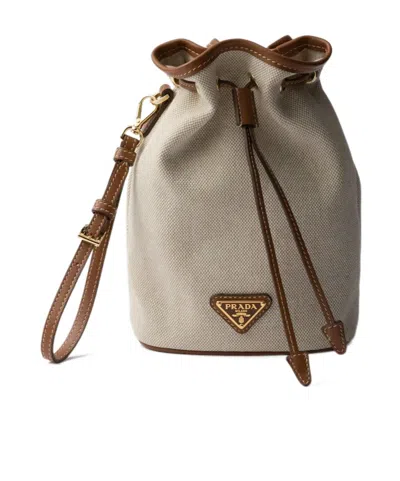 Prada Drawstring Clutch In Neutral