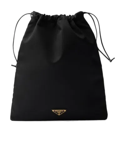 Prada Drawstring Clutch In Black