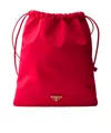 Prada Drawstring Clutch In Red