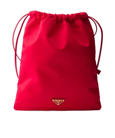 Prada Drawstring Clutch In Red