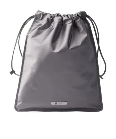 Prada Drawstring Clutch In Metallic