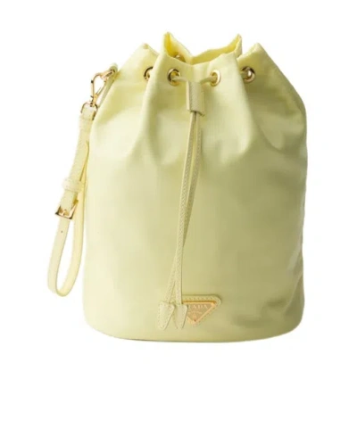 Prada Drawstring Clutch In Yellow