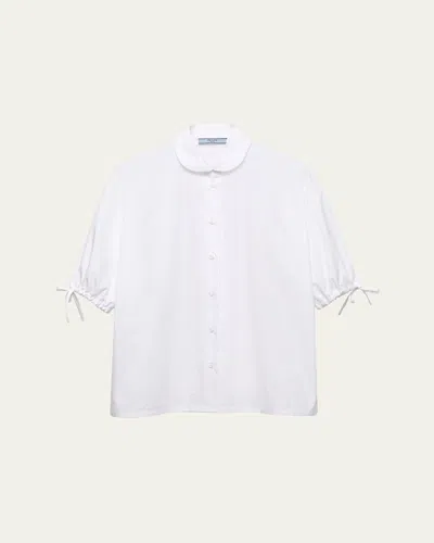 Prada Drawstring Cuff Poplin Shirt