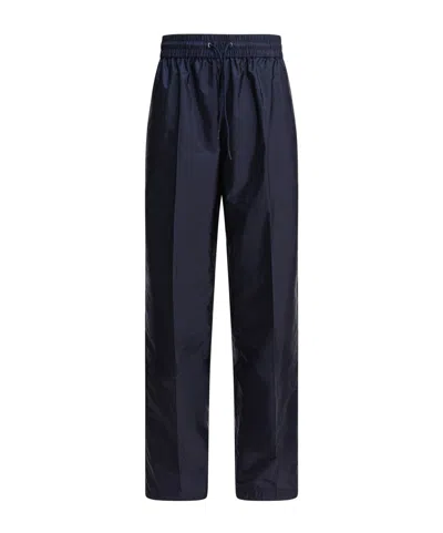 Prada Drawstring Elastic Waist Casual Pants In Blue