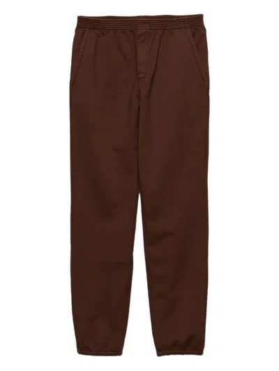 Prada Drawstring-hem Cotton Trousers In Brown