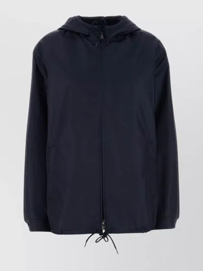 Prada Drawstring Hem Hooded Jacket In Blue
