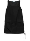 Prada Drawstring Hem Mini Dress In Black