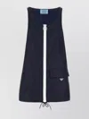 Prada Drawstring Hem Mini Dress With Front Pocket In Blue