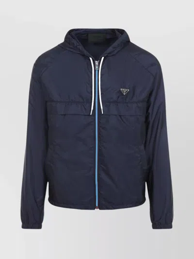 Prada Drawstring Hem Nylon Hooded Jacket
