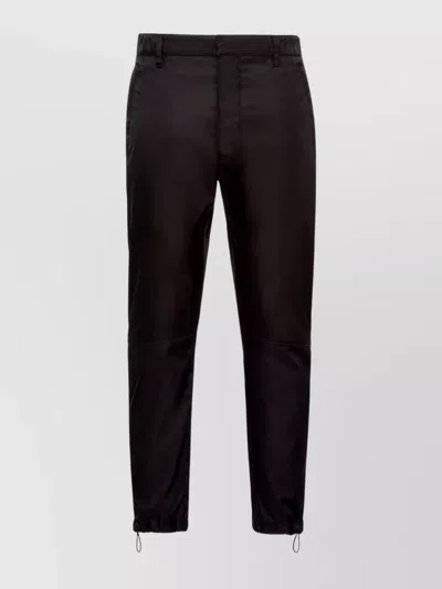 Prada Drawstring Hem Trousers Side Pockets In Black