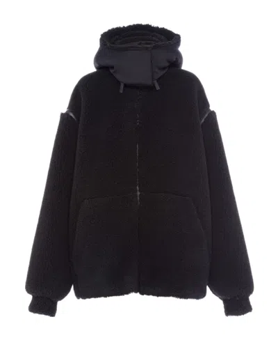 Prada Drawstring-hem Virgin Wool Jacket In Black/black