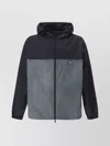 Prada Drawstring Hooded Color-block Jacket Pockets