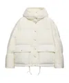 Prada Drawstring Hooded Down Jacket In White