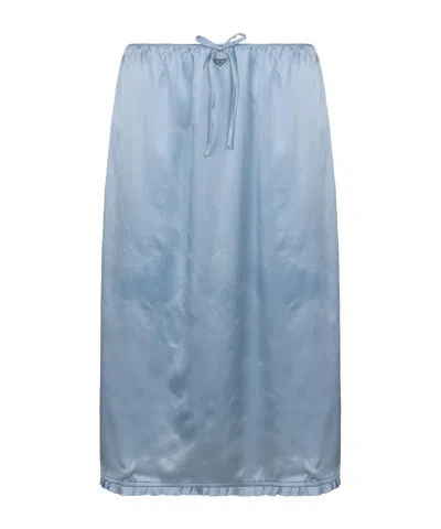 Prada Drawstring Midi Skirt In Blue