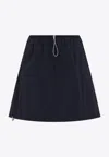Prada Drawstring Mini Skirt In Blue