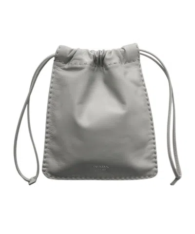 Prada Drawstring Phone Case In White