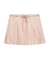 Prada Pleated Pique Drawstring Mini Skirt In Peach