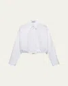 Prada Drawstring Poplin Shirt In Bianco