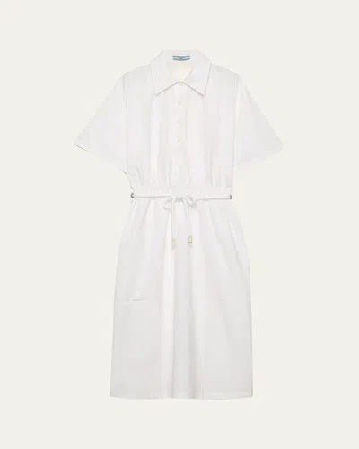 PRADA DRAWSTRING SATIN BACK MIDI DRESS