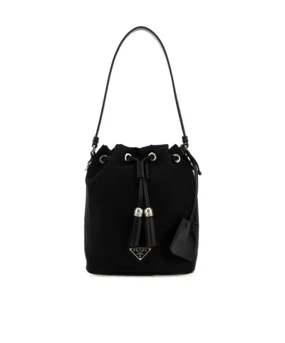 Prada Drawstring Shoulder Bag In Black