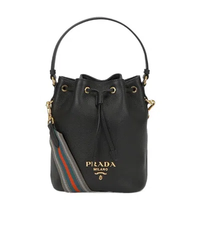Prada Drawstring Shoulder Bag In Black
