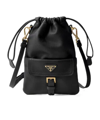 Prada Drawstring Shoulder Bag In Black