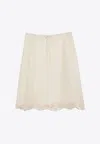 Prada Embroidered Silk Habutai Skirt In White